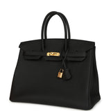 Pre-owned Hermes Birkin 35 Black Togo Gold Hardware