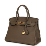Pre-owned Hermes Birkin 30 Taupe Grey Togo Gold Hardware