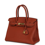 Pre-owned Hermes Birkin 30 Cuivre Togo Gold Hardware
