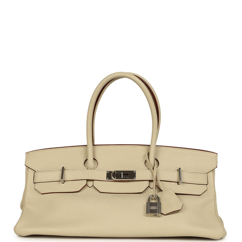 Vintage Hermes Shoulder Birkin 42 JPG Parchemin Clemence Palladium Hardware