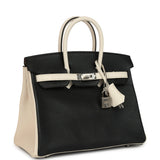 Hermes Special Order (HSS) Birkin 25 Bi-Color Black and Nata Chevre Mysore Palladium Hardware