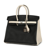 Hermes Special Order (HSS) Birkin 25 Bi-Color Black and Nata Chevre Mysore Palladium Hardware