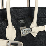 Hermes Special Order (HSS) Birkin 25 Bi-Color Black and Nata Chevre Mysore Palladium Hardware