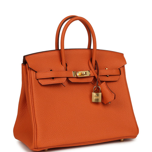Hermes Birkin 25 Orange Togo Gold Hardware