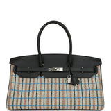 Hermes Shoulder Birkin Light 39 Multicolor Toile and Black Swift Palladium Hardware
