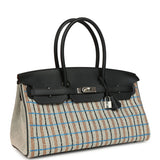 Hermes Shoulder Birkin Light 39 Multicolor Toile and Black Swift Palladium Hardware