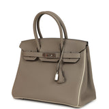 Pre-owned Hermes Special Order (HSS) Birkin 30 Gris Asphalt and Craie Togo Palladium Hardware
