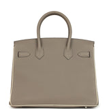Pre-owned Hermes Special Order (HSS) Birkin 30 Gris Asphalt and Craie Togo Palladium Hardware