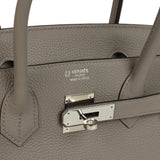 Pre-owned Hermes Special Order (HSS) Birkin 30 Gris Asphalt and Craie Togo Palladium Hardware