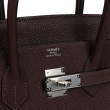 Pre-owned Hermes Birkin 35 Chocolate Togo Palladium Hardware