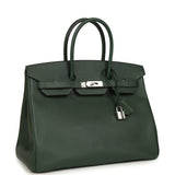 Pre-owned Hermes Birkin 35 Vert Anglais Epsom Palladium Hardware