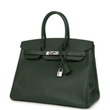 Pre-owned Hermes Birkin 35 Vert Anglais Epsom Palladium Hardware