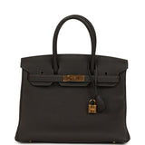 Pre-owned Hermes Birkin 30 Macassar Togo Gold Hardware