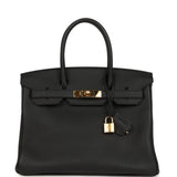 Pre-owned Hermes Birkin 30 Black Togo Gold Hardware