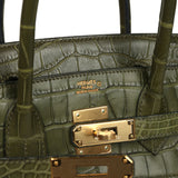 Vintage Hermes Birkin 30 Vert Olive Matte Alligator Gold Hardware