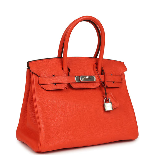 Hermes Birkin 30 Orange Poppy Togo Palladium Hardware