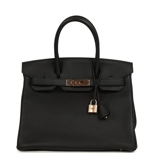 Pre-owned Hermes Birkin 30 Black Togo Rose Gold Hardware