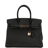 Pre-owned Hermes Birkin 30 Black Togo Rose Gold Hardware