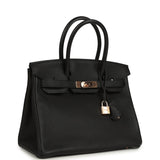 Pre-owned Hermes Birkin 30 Black Togo Rose Gold Hardware