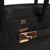 Pre-owned Hermes Birkin 30 Black Togo Rose Gold Hardware