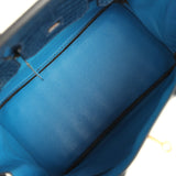 Vintage Hermes Birkin 30 Bleu Roi Shiny Porosus Crocodile Gold Hardware