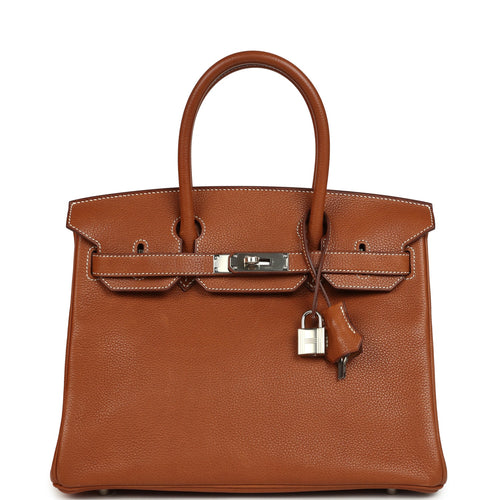 Pre-owned Hermes Birkin 30 Fauve Barenia Faubourg Palladium Hardware