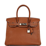 Pre-owned Hermes Birkin 30 Fauve Barenia Faubourg Palladium Hardware