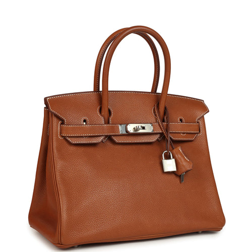 Pre-owned Hermes Birkin 30 Fauve Barenia Faubourg Palladium Hardware