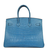 Pre-owned Hermes Birkin 35 Mykonos Matte Alligator Palladium Hardware