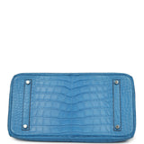 Pre-owned Hermes Birkin 35 Mykonos Matte Alligator Palladium Hardware