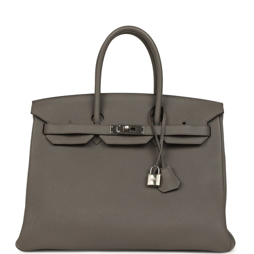 Pre-owned Hermes Birkin 35 Etain Togo Palladium Hardware