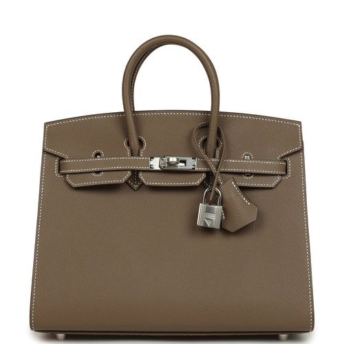 Hermes Birkin Sellier 25 Etoupe Epsom Palladium Hardware