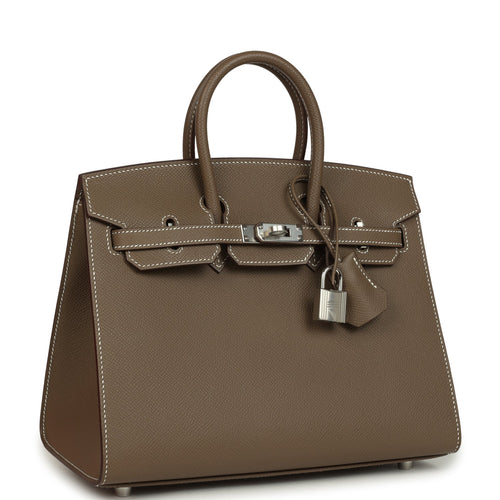 Hermes Birkin Sellier 25 Etoupe Epsom Palladium Hardware