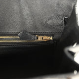 Pre-owned Hermes Birkin Sellier 25 Black Shiny Alligator Gold Hardware