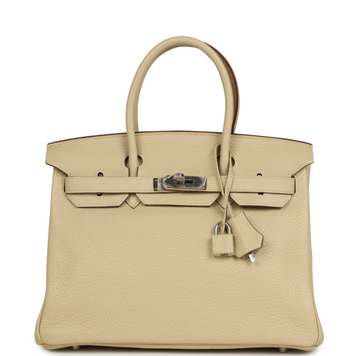 Pre-owned Hermes Birkin 30 Parchemin Clemence Palladium Hardware