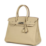 Pre-owned Hermes Birkin 30 Parchemin Clemence Palladium Hardware