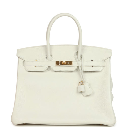 Hermes Birkin 35 White Clemence Gold Hardware
