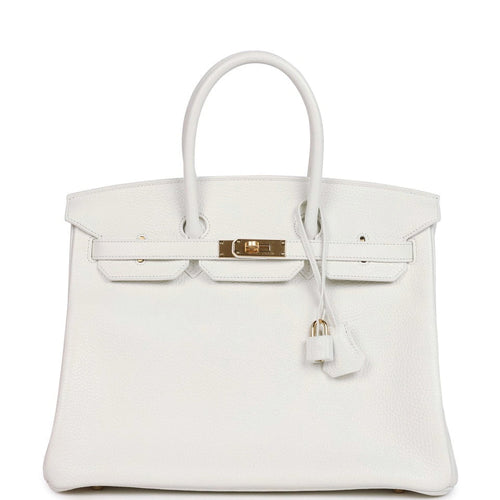 Hermes Birkin 35 White Clemence Gold Hardware