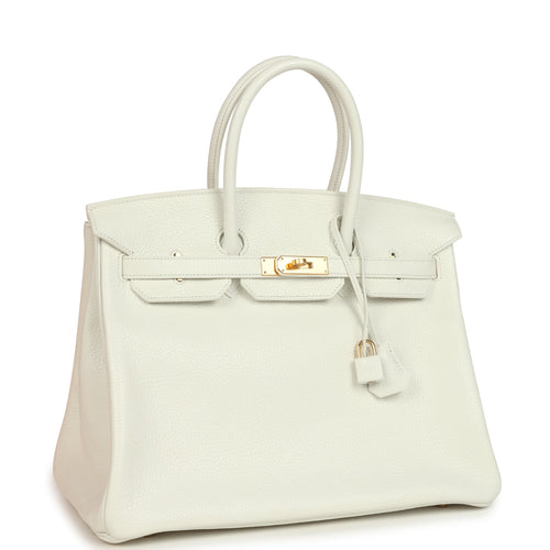 Hermes Birkin 35 White Clemence Gold Hardware
