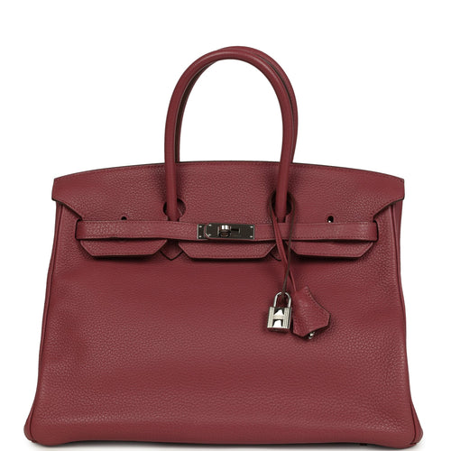 Pre-owned Hermes Birkin 35 Bois De Rose Clemence Palladium Hardware
