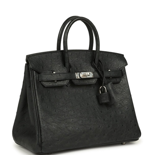 Hermes Birkin 25 Black Ostrich Palladium Hardware