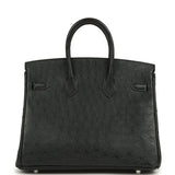 Hermes Birkin 25 Black Ostrich Palladium Hardware