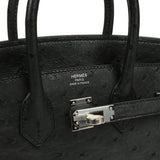 Hermes Birkin 25 Black Ostrich Palladium Hardware