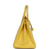 Pre-owned Hermes Birkin 35 Mimosa Matte Alligator Palladium Hardware