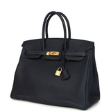 Pre-owned Hermes Birkin 35 Bleu Nuit Togo Gold Hardware