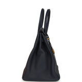 Pre-owned Hermes Birkin 35 Bleu Nuit Togo Gold Hardware