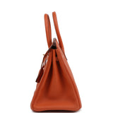 Pre-owned Hermes Birkin 25 Orange Togo Gold Hardware