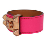 Hermes Collier De Chien 24 Bracelet Rose Pop Chevre Chamkila Rose Gold Hardware
