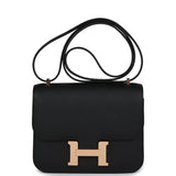 Hermes Constance 18 Black Epsom Rose Gold Hardware