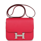 Hermes Constance 18 Rose Extreme Epsom Palladium Hardware